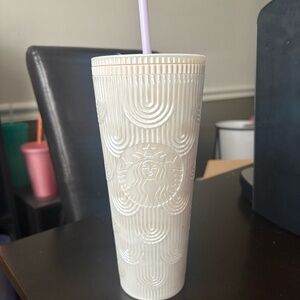 White Scalloped Starbucks Tumbler